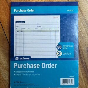 Adams 2-Part Carbonless Purchase Order, 8 3/8" x 11 7/16", 50 Sets/Book DC8131